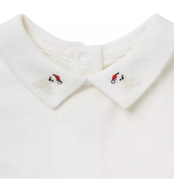 Baby Embroidered Bear Collar Bodysuit