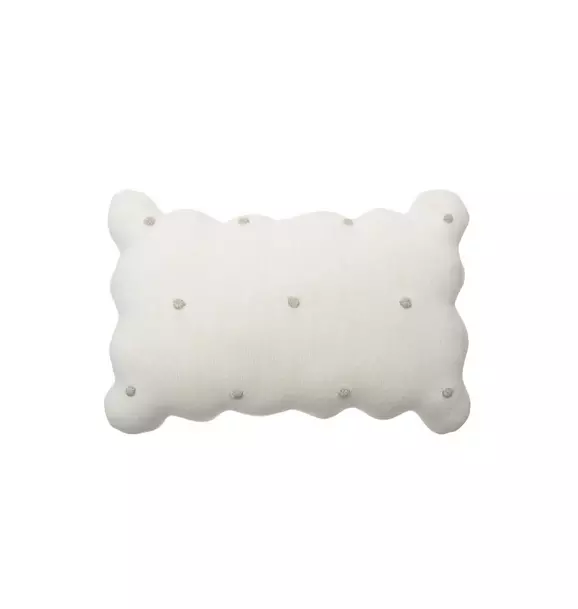 Knitted Cushion Biscuit Ivory