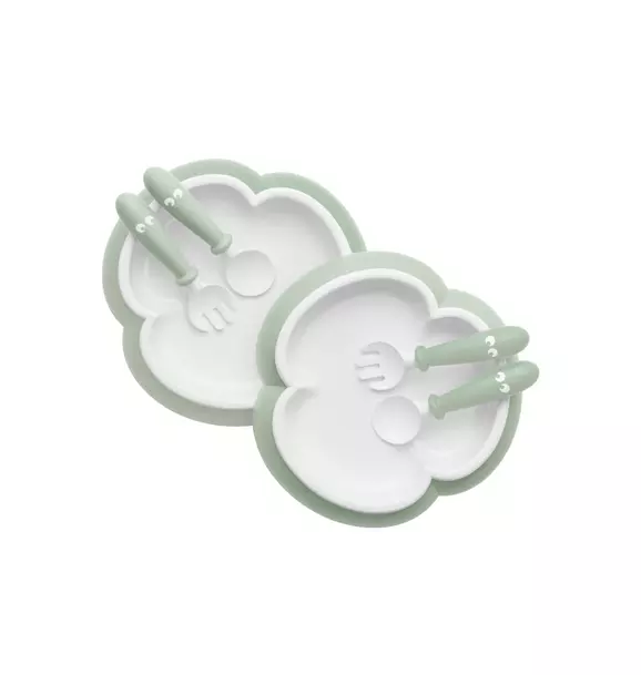 Baby Plate, Spoon & Fork, 2 Sets, Powder Green
