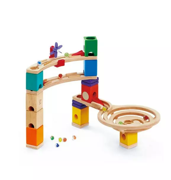Quadrilla Wooden Marble Run: Race to the Finish - 58 pcs