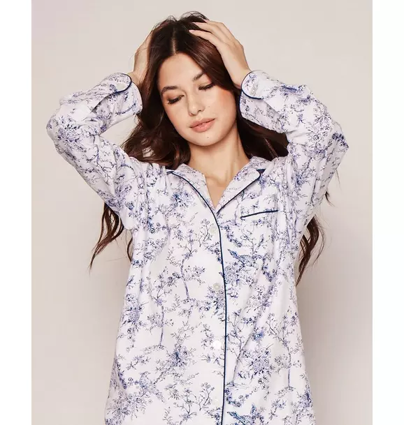 Women's Twill Pajama Set in Blue Timeless Toile