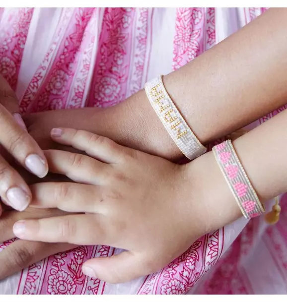 Mini & Me Small White & Gold MAMA + Kids Pink Hearts