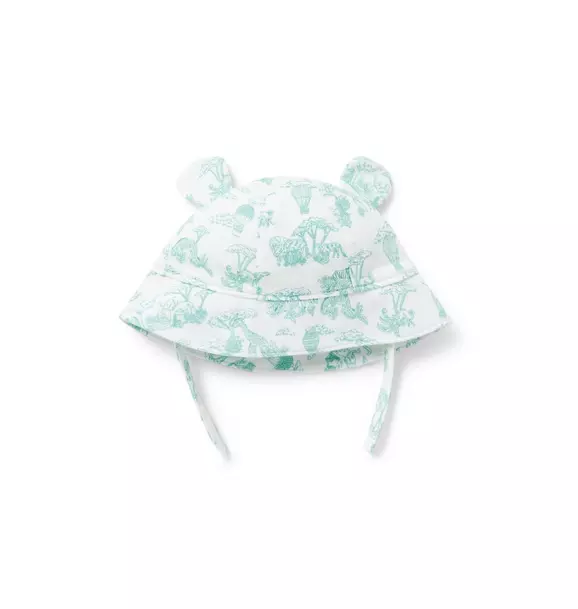 Baby Safari Toile Bear Ear Bucket Hat