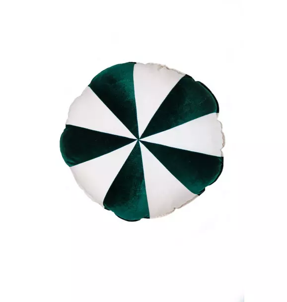 “Green Circus” Round Patchwork Pillow