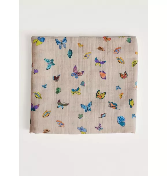 Blush Peach Madame Butterfly Shawl Blanket