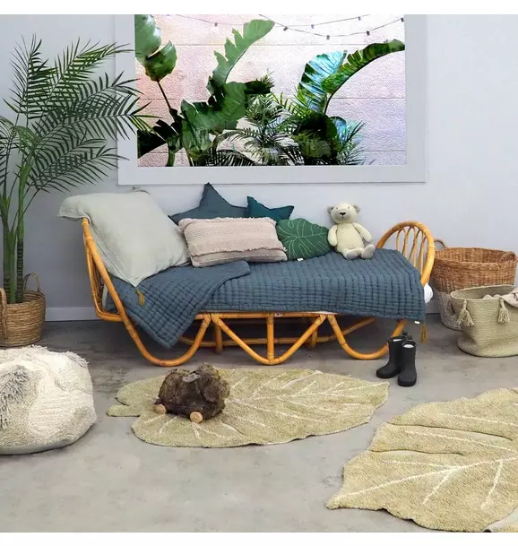 Washable Rug Mini Monstera Olive