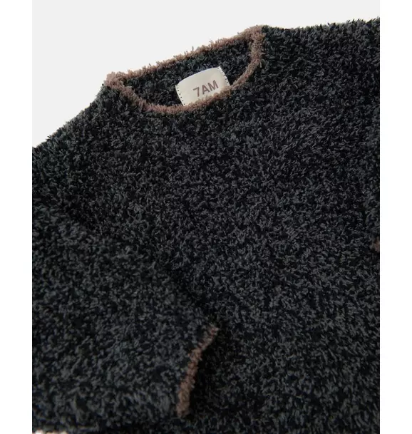 Boxy Sweater Fuzzy - Black Melange