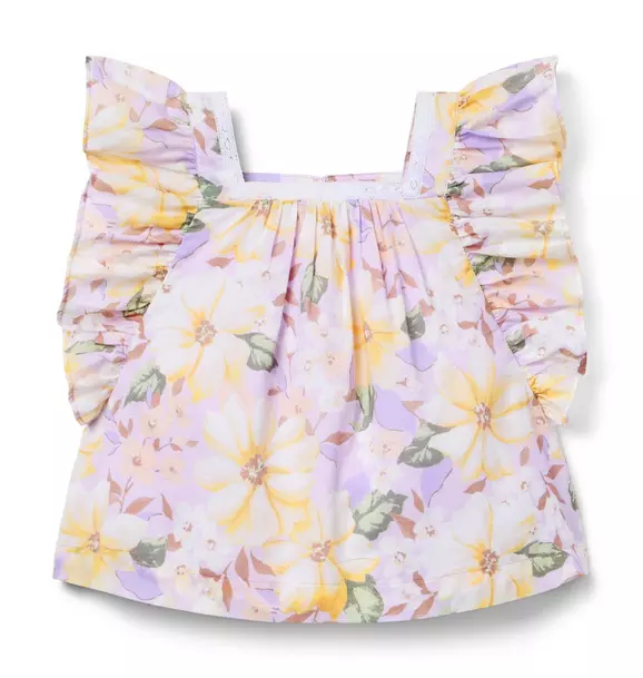 Floral Ruffle Sleeve Top