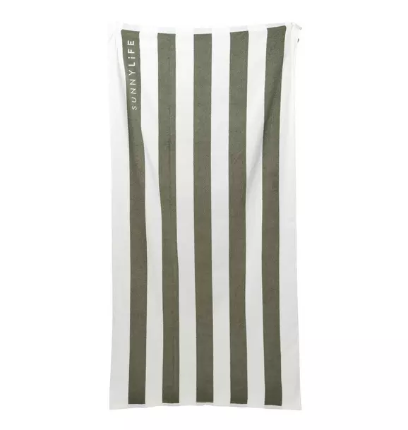 Beach Towel: Vacay Olive Stripe
