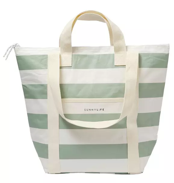 Light Cooler: Tote - La Palma Sage Stripe