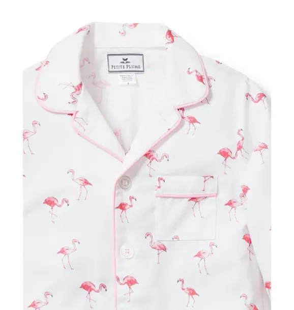 Kid's Twill Pajama Set in Flamingos