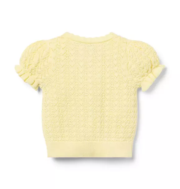 Pointelle Puff Sleeve Cardigan