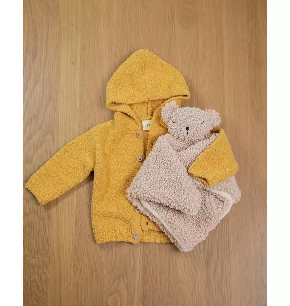 Hooded Cardigan Fuzzy - Amber