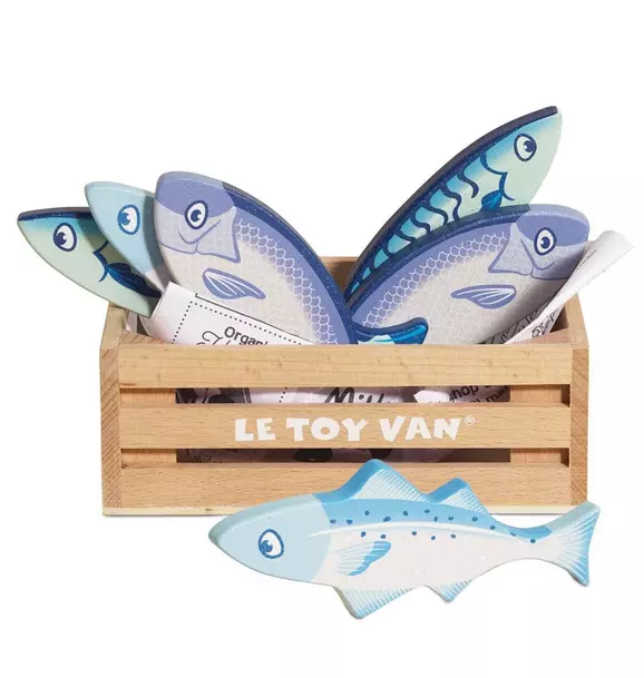 Market Fish Wooden Play Food Crate - 7 Piece