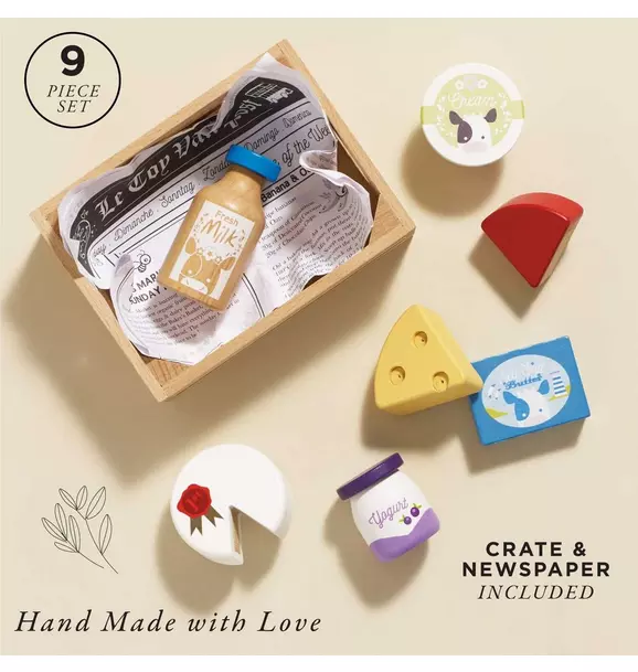 Cheese & Dairy Wooden Market Crate - 8 Piece