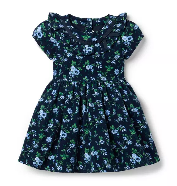 Floral Corduroy Ruffle Dress