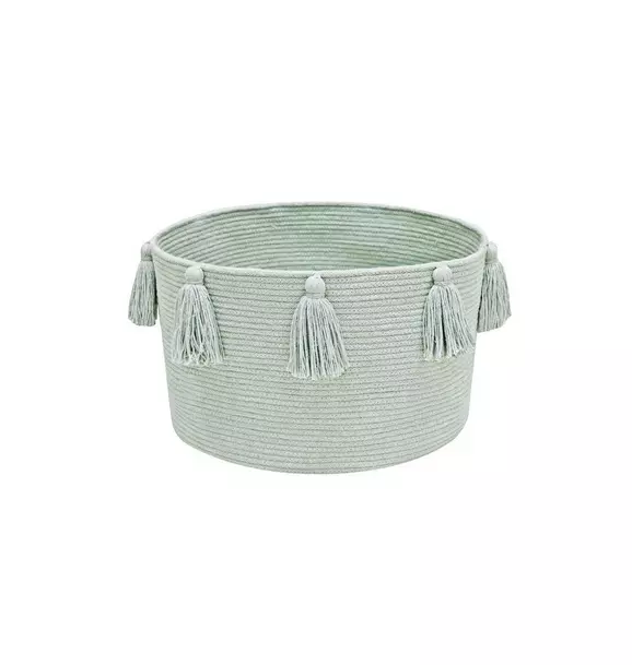 Basket New Tassels Blue Sage