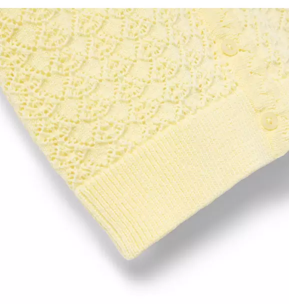 Pointelle Puff Sleeve Cardigan