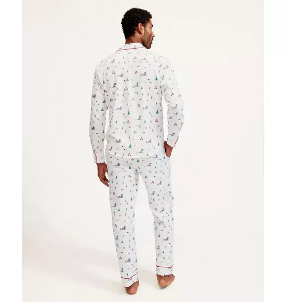 Men's Twill Pajama Set in Holiday Town
