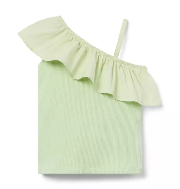 Ribbed Ruffle Shoulder Top