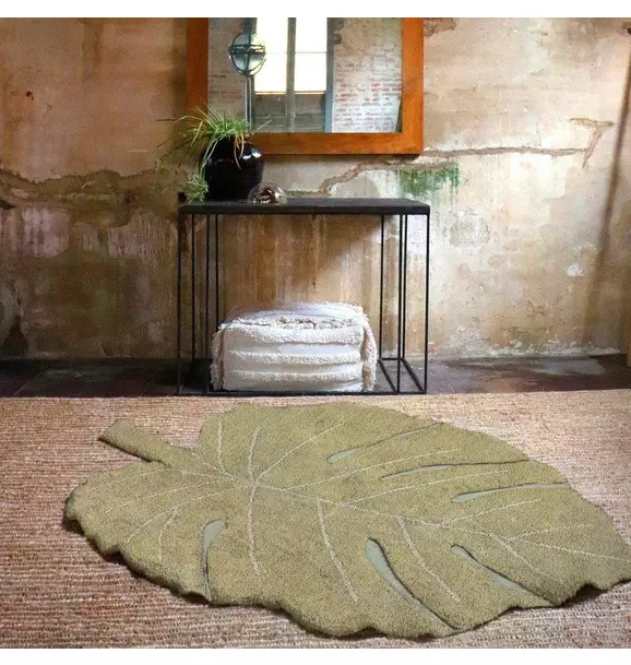 Washable Rug Monstera Olive