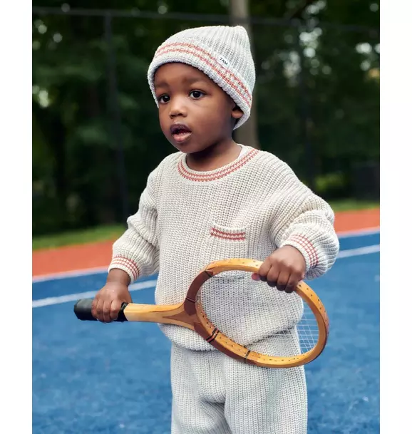Boxy Sweater Tennis Chunky - Ecru/Terracotta