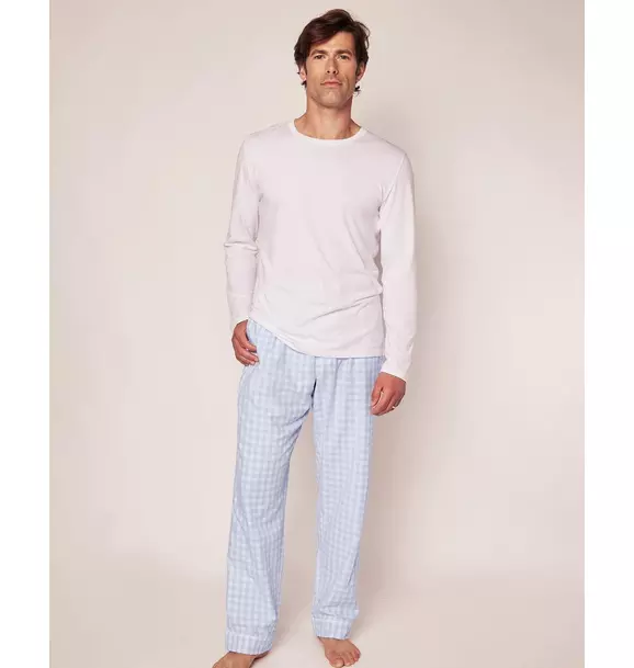 Men's Light Blue Gingham Pant Separates
