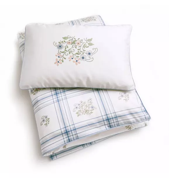 Fleur + Stripe Toddler Duvet Set - Ivory