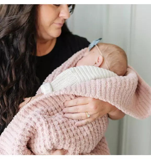 Waffle Knit Blanket in Rosette