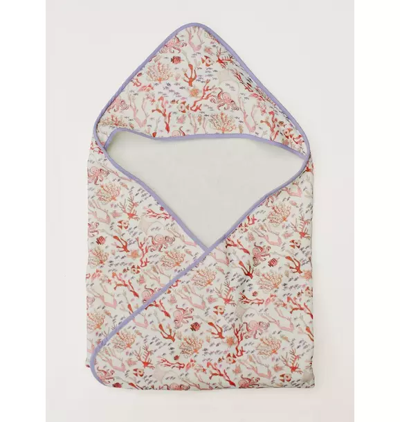 Rosy Coral Reef Hooded Bath Towel