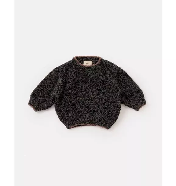 Boxy Sweater Fuzzy - Black Melange