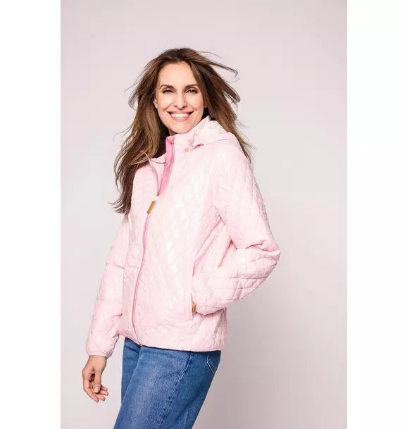 Women's - Shiny Ballerina Pink Quilted Puffer Coat