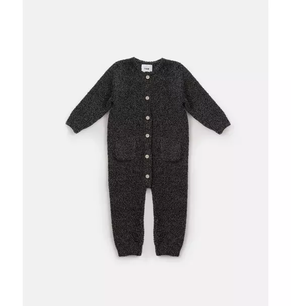 Long Sleeve Jumpsuit Fuzzy - Black Melange