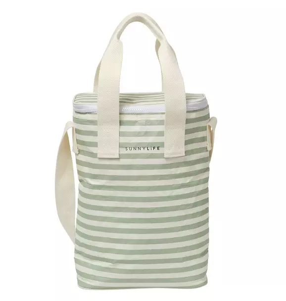 Light Cooler Drinks Bag - La Palma Sage Stripe