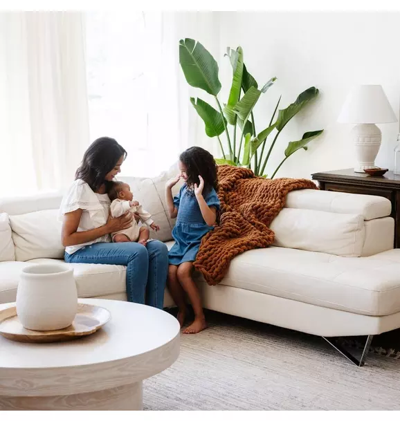 Chunky Knit Large Throw Blanket Ginger