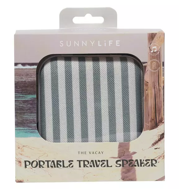 Portable Travel Speaker: Vacay Olive Stripe