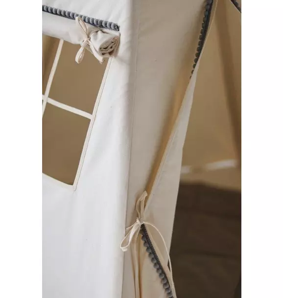 “Grey Pompoms” Teepee Tent with Pompoms