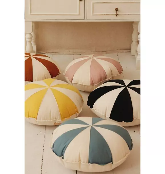 “Blue Circus” Round Patchwork Pillow