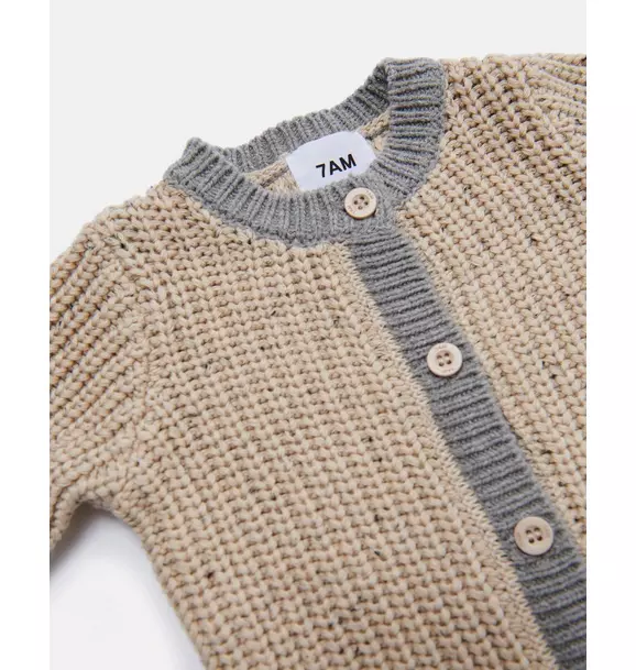Long Sleeve Chunky Romper - Oat/Heather Grey