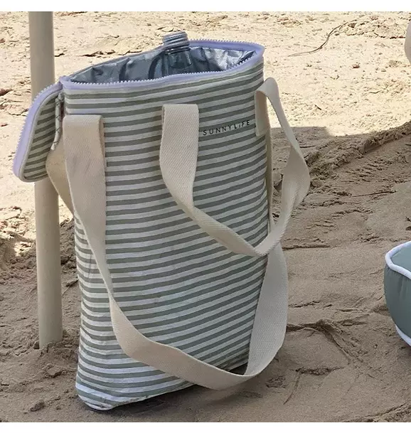 Light Cooler Drinks Bag - La Palma Sage Stripe