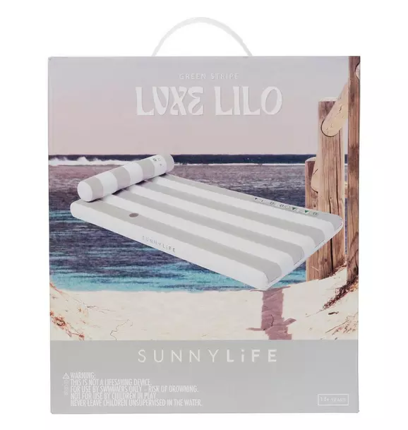 Luxe Lilo Pool Float: Green Stripe