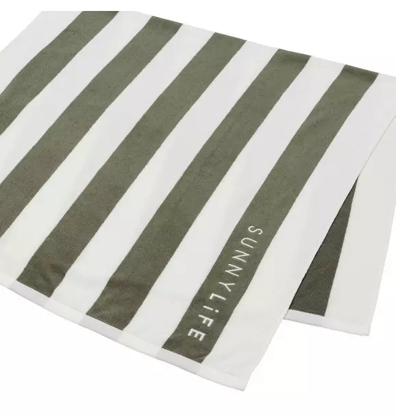 Beach Towel: Vacay Olive Stripe
