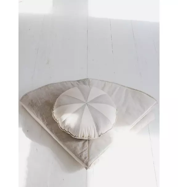 “Cream Circus” Round Patchwork Pillow