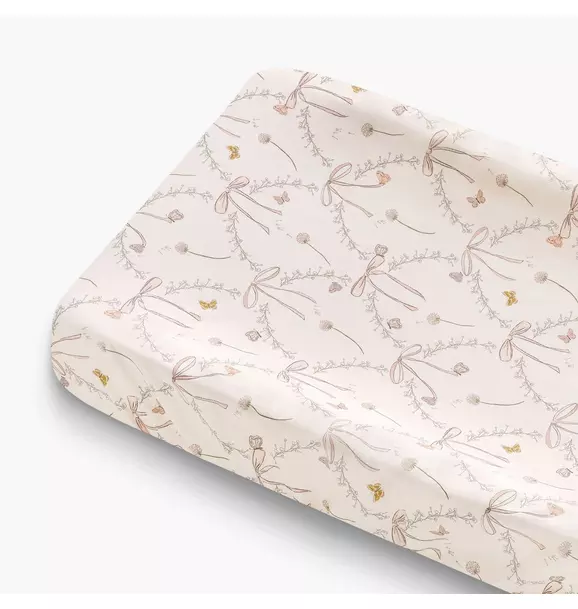 Bows & Butterfly Kisses Changing Pad Cover - Pink