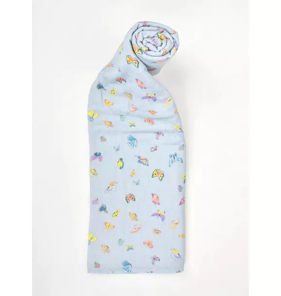 Blue Madame Butterfly Shawl Blanket