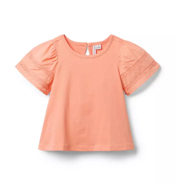 Lace Trim Puff Sleeve Top