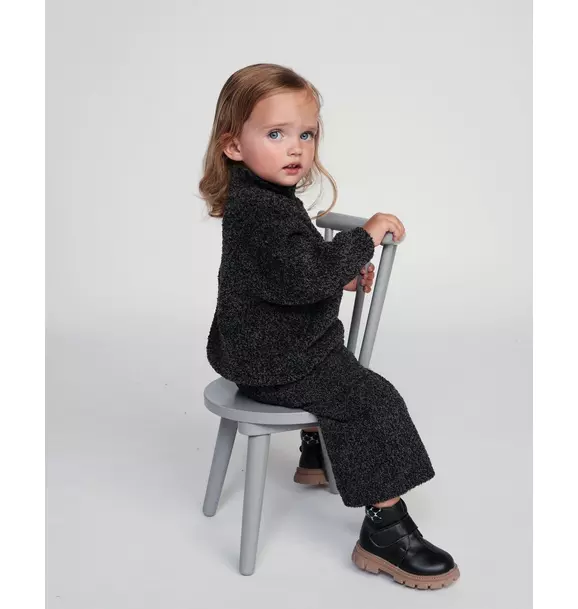 Wide Pants Fuzzy - Black Melange