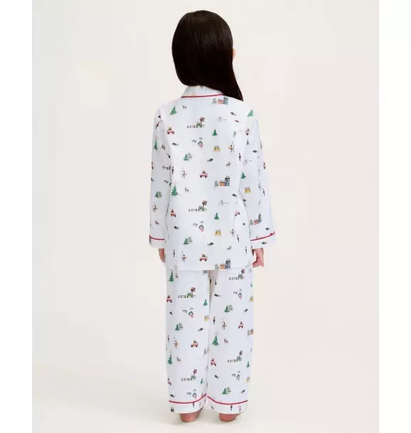 Kid's Twill Pajama Set in Holiday Town