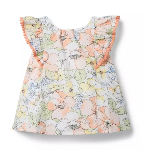 Floral Circle Trim Top