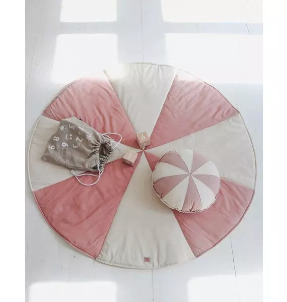 “Powder Pink Circus” Round Patchwork Pillow